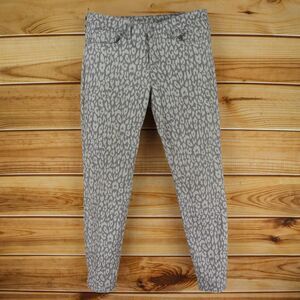Gap Super Skinny Jeans Mid Rise Womens Size 12 Gray Brown‎ Cheetah Print Cotton